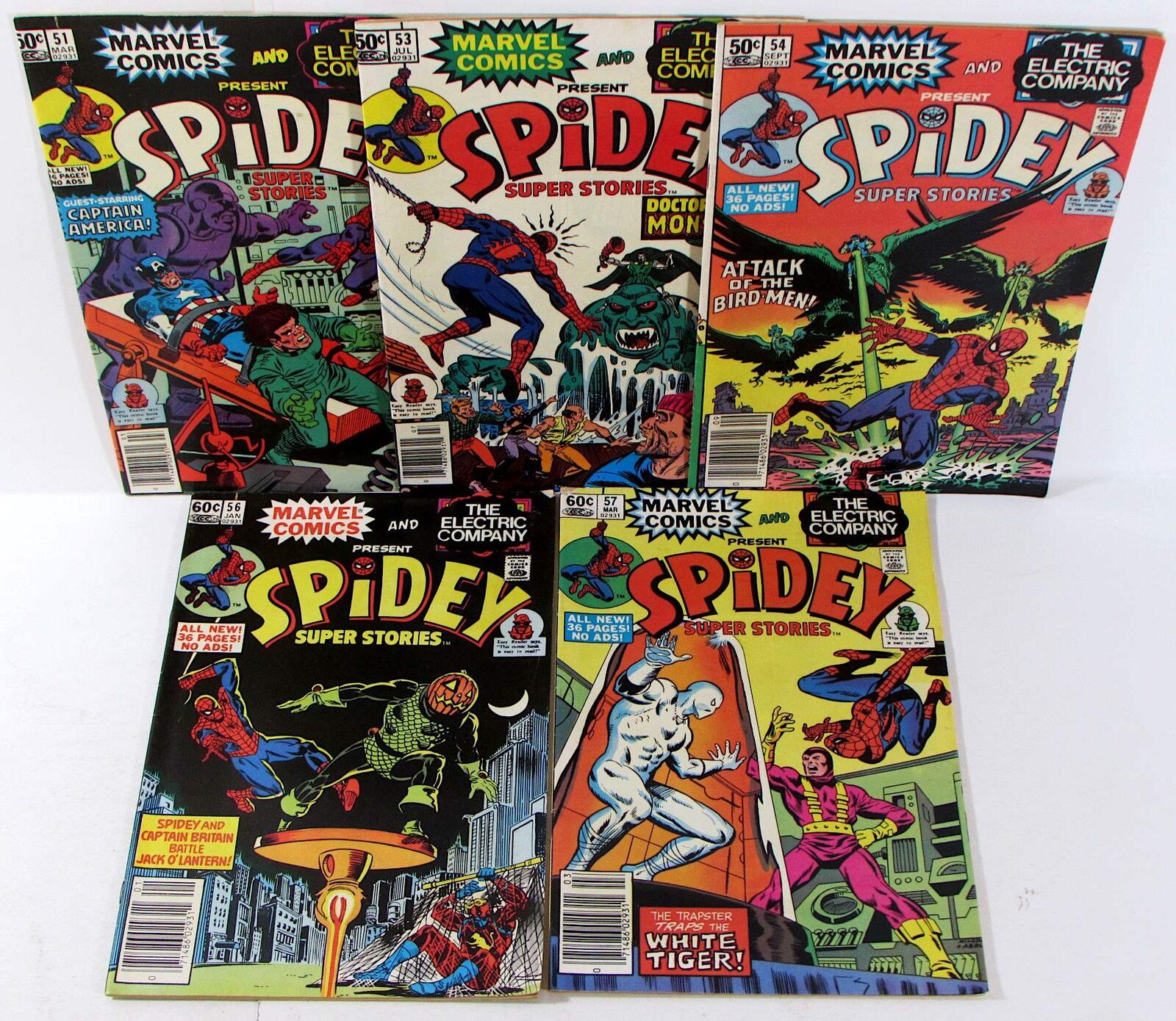 Spidey Super Stories Lot of 5 #51,53,54,56,57 Marvel (1981) 1st Print Comics