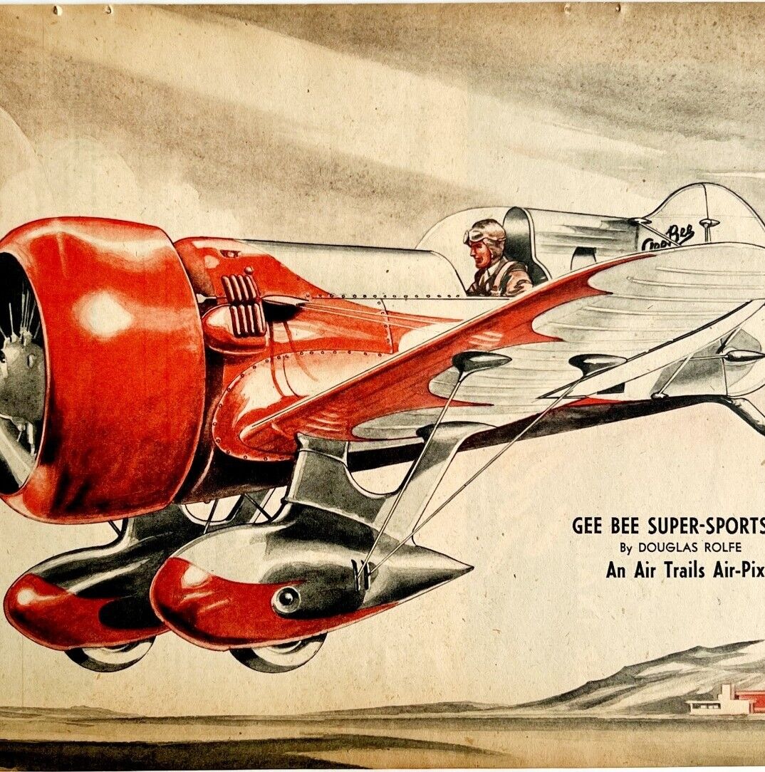 1949 Aviation Gee Bee Super Sportster Art Print Douglas Rolfe Air Trails Air-Pix