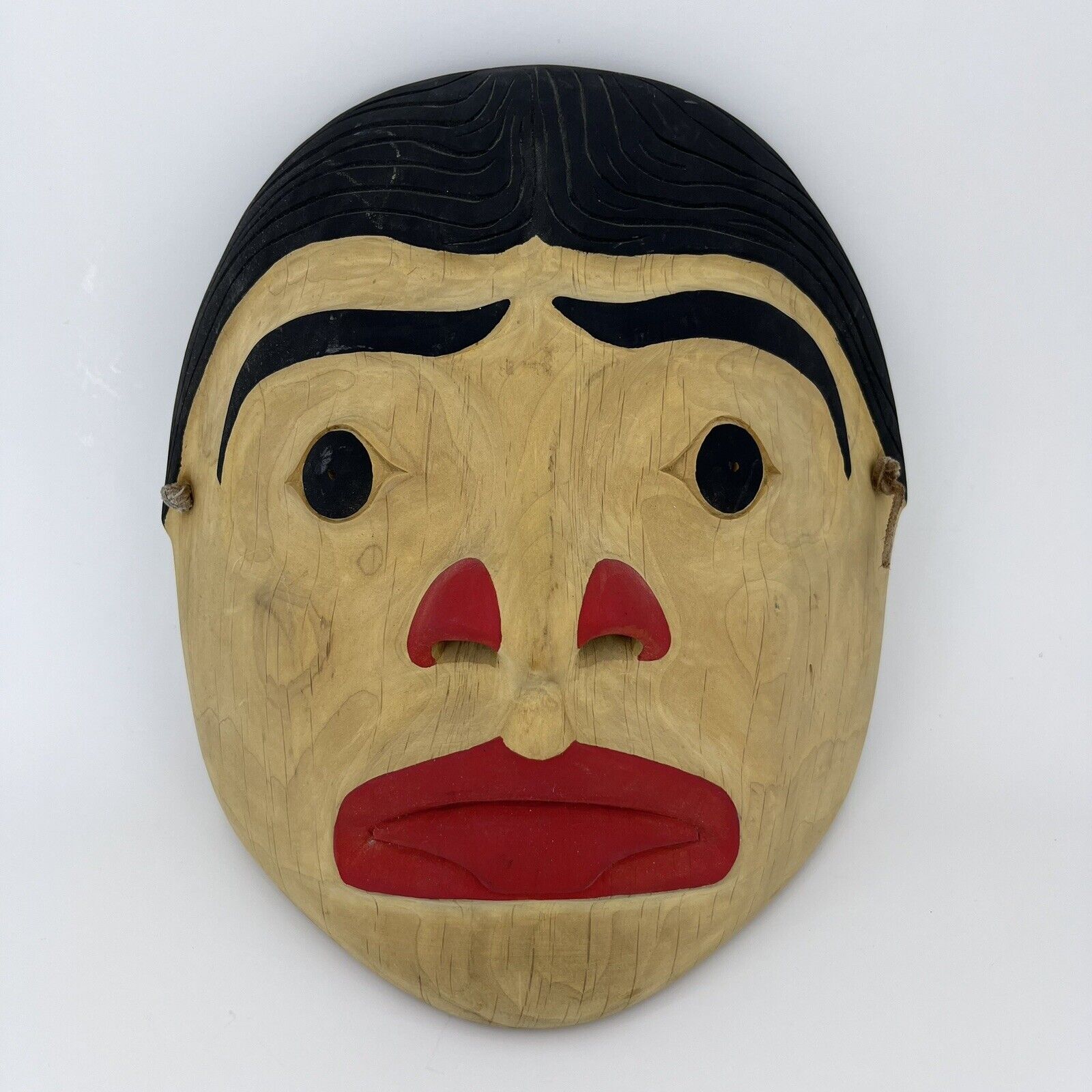 Vintage Larry Shaw Hand Carved Tribal Face Wood Mask Signed 1986 Home Decor Art