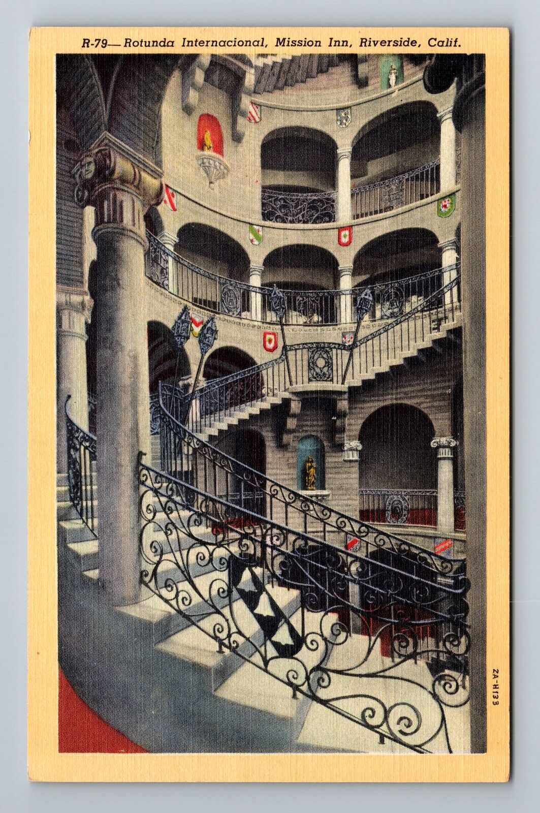 Riverside CA-California, Rotunda Internacional, Mission Inn, Vintage Postcard