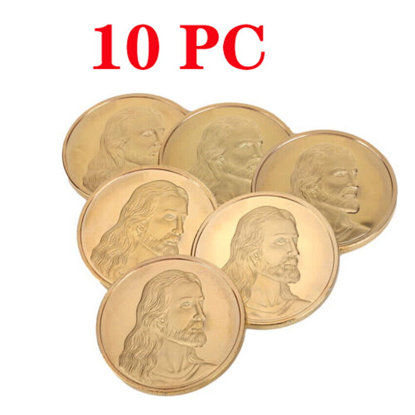 10Pcs Gold Plated Jesus Christ Last Supper Coin Great Religious Keepsake Collect