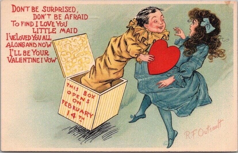 1906 Artist-Signed R.F. OUTCAULT Valentine's Day Postcard TUCK'S Series 112