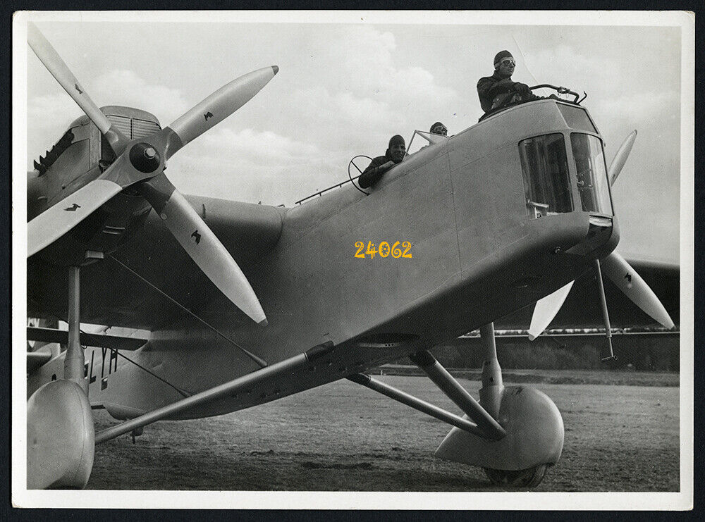 Larger size numbered factory photo, DORINER twin-engined fighter aircraft,  1930