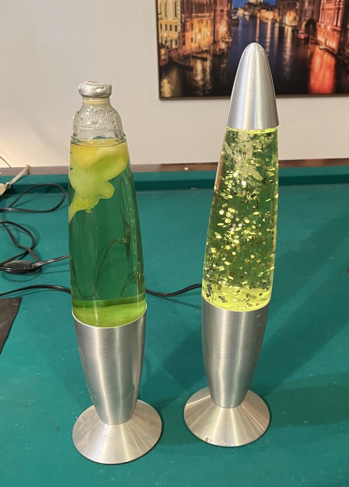 2 Vintage Lava Lamps/1 Lava/ 1 Glitter, 1 Needs New Bulb/Art Lamps/Tested Works