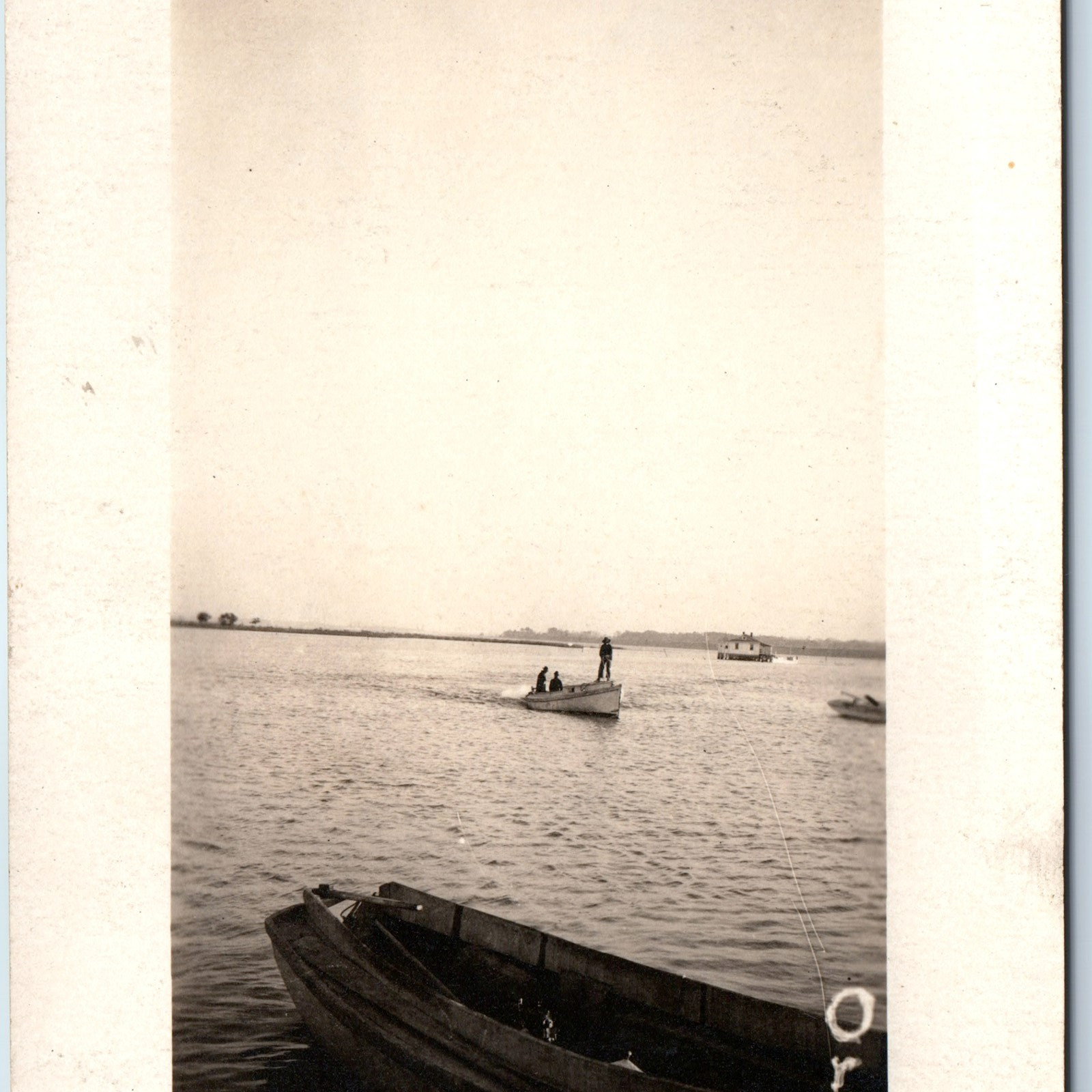 c1910s WWI Small Boats RPPC Army Soldier Men Lake Boathouse Sea Photo Ship A244