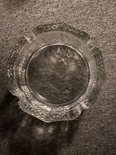 Vintage Clear Textured Glass Four Slot Ashtray Excellent Condition picture