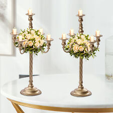 2 Pcs Gold Candelabra Candle Holder Centerpieces for Tables 5 Head Tall Candles picture