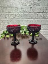 2 Vintage 1983 Avon Cape Cod Ruby Red Wide Mouth Goblets. picture