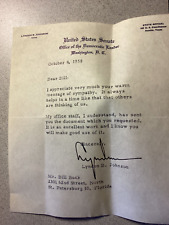 Lyndon B. Johnson Signed Letter As A Senator - Rare Historical Piece  10/04/1958 picture