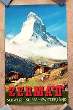 Vintage Original 1974 SWITZERLAND - ALPS Travel Poster art Zermatt AIRLINE ski picture
