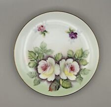 Hand-Painted 4-Inch Floral Wall Plate, Porcelain with Gold Rim - Collectible Art picture