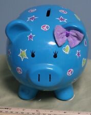 Large turquoise piggy bank with stopper picture