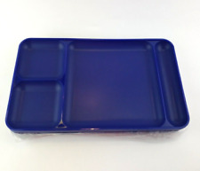 Set of 4 Tupperware Blue Dining Tray 1535-3 Section Divided Lunch Trays New picture