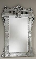Ornate Victorian VENETIAN Mirror Crowned Etched Wall Beveled VANITY Makeup 54x36 picture