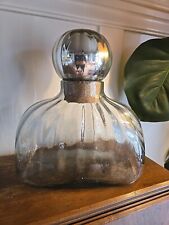 Mexican Handblown Glass Decanter Mercury Glass Sphere Stopper Vintage 12