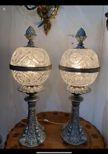 Vintage Pair Of L & L Highly Cut Crystal Lamps Signed And Dated 1968 picture