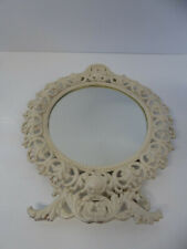  Vintage Ornate White Cast Iron Standing Picture Frame Mirror picture