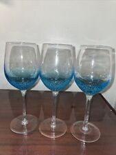 Three Abbott Collection Optic Bubble White Wine Glass, Blue Select Color 9” picture