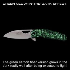 Glow-In-The-Dark Marble Carbon Fiber FrameLock Pocket Knife Ball Bearing Flipper picture
