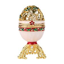 Hollow Out Faberge Egg Trinket Box With Swan Decorative Enameled Hinged Ornament picture