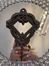 Vintage Cast Iron Mirror Single Coat Wall Hanger picture