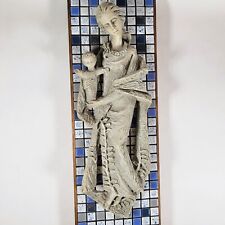 VTG Mother Woman and Child Tiled Wall Hanging Made in Germany 12.75