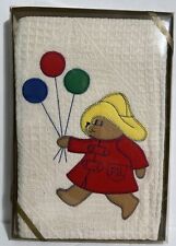 Vintage PADDINGTON BEAR Baby Blanket Quiltex Fringe Edge Balloons BRAND NEW RARE picture