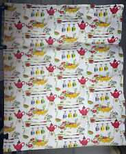 Vintage 1960s Curtain Panel Fabric | Kitchen Theme | HUGE 32 x 80