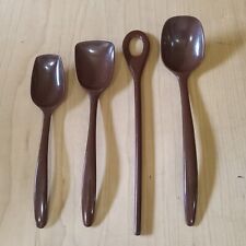 Vintage Rosti Melamine Utensils Set of 4 Brown Spoons Mepal Danish MCM picture
