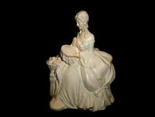 Vintage Sitting Colonial Woman Doing Needlework Chalkware or Plaster Figurine picture