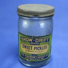 Vintage Snow Drift Sweet Pickles Jar The Fremont Kraut Co. Pittsburgh PA picture