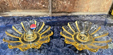 Vintage Set of 2 - Fostoria Light Yellow Glass Candle Stick Holders picture