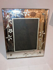 Princess Cut Glass Mirror Picture Frame with Flower Design picture