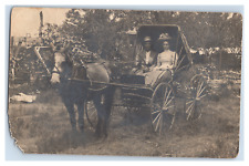 Vintage RPPC Postcard Horse and Carriage with Fashionable Woman and Man 1900's picture