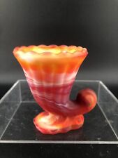 Imperial Red Slag Glass Cornucopia Toothpick Holder Marbleized Glass picture