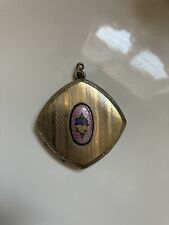 Antique Vintage Purple Guilloche Enamel Compact Pansy picture