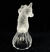 VTG Unicorn head Crystal Bell Clear Frosted Decorative 5.5in tall picture