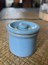 Vintage Blue Glaze Pottery Crock | Butter/Cheese Container Small picture
