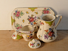 Japanese Tea Pot, Creamer and Serving Tray--Handpainted--VINTAGE picture