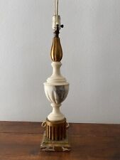 Vintage Italian  Wood Florentine & Carved Alabaster Table Lamp picture