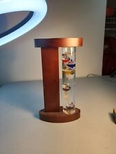Acu Rite Galileo Thermometer with Wood Stand Floating Bulb Glass 9