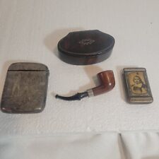 Antique Pipe + Match/Cigarette Cases Victorian Art Deco picture
