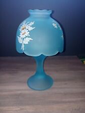 Vintage Westmoreland Blue Satin Frost Shade Fairy Light Candle Holder Lamp picture