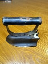 ANTIQUE HEAVY IRON W/WOOD HANDLE.  COLLECTABLE NICE PIECE. picture