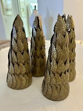 4 Gold Copper Bronze Metal Christmas Tree Trees Table Mantle Decor 8” Leaves Set picture