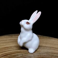 Porcelain Rabbit Bunny Figurine White Hand Painted Ceramic Miniature Decor picture