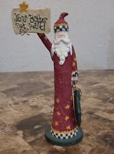 Santa Claus Candlestick Holder Resin Whimsical 7 inch You Better Not Pout picture