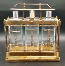 MCM Barware 3 Decanter Whiskey Set Marked Scotch, Gin & Bourbon Lockable picture