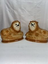 Pair Of 19th-century Staffordshire Recumbent Lions picture