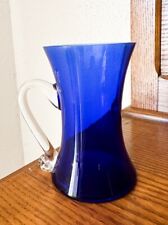 Vintage Cobalt Blue Coffee Mug Large Size Applied Handles Pontil Hand Blown picture